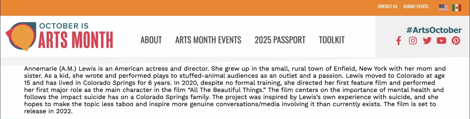 October Is Arts Month feature introducing Annemarie (A.M.) Lewis, part of the site's Artist-a-Day series.