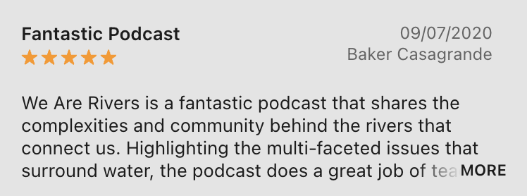 Apple Podcasts review of We Are Rivers, screenshot 1 of 4. Click to expand.