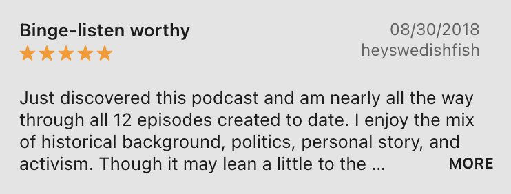 Apple Podcasts review of We Are Rivers, screenshot 3 of 4. Click to expand.