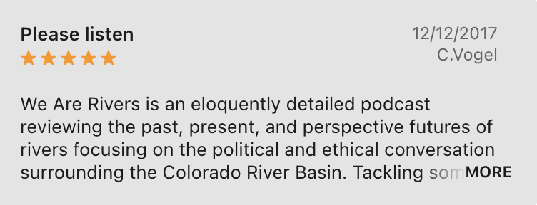 Apple Podcasts review of We Are Rivers, screenshot 4 of 4. Click to expand.