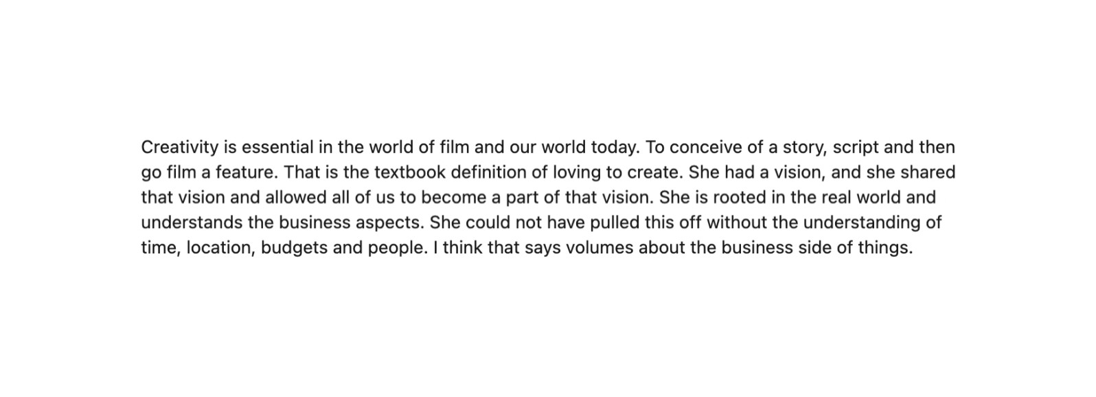 Original submitted testimonial, screenshot 2 of 5.